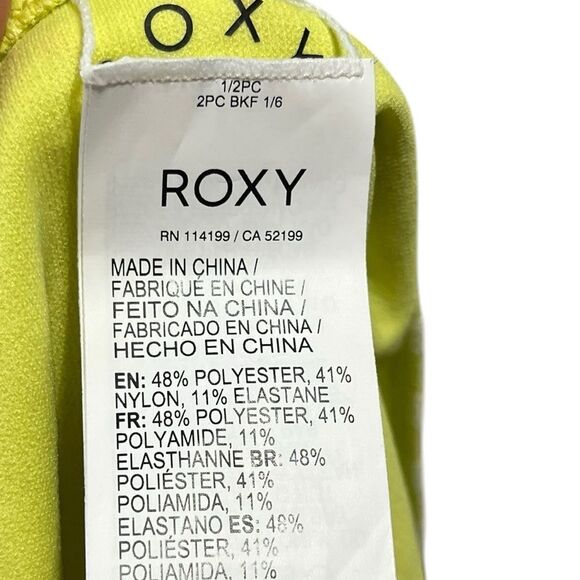 Roxy Beautiful Sun Yellow And White Full Coverage Swim Bottoms, Size L, NWT - Picture 5 of 5